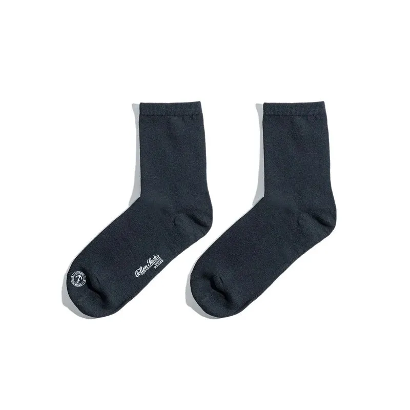 Embroidery Anchor Men's Socks - Black Business Men Soft Breathable Casual Hosiery