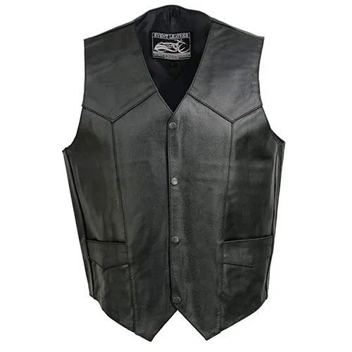 Event Leather EL5310 Black Motorcycle Leather Vest for Men - Riding Club Adult Motorcycle Vests