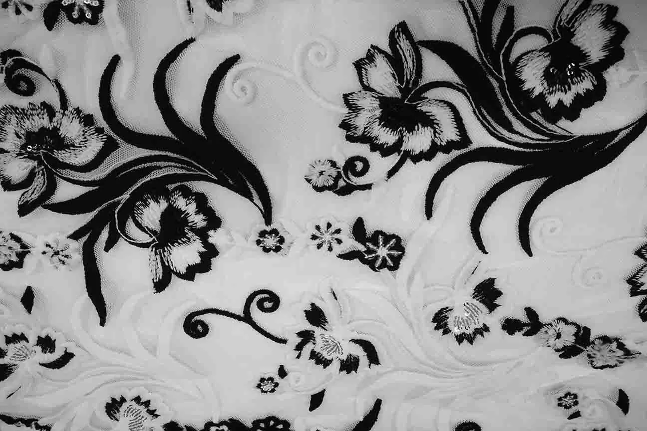 FL: Flowing Floral Black And White Lace --- SOLD OUT