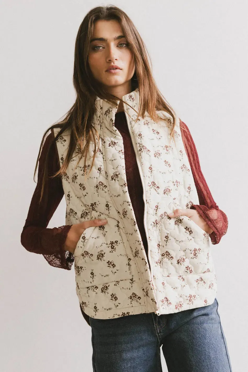 Fletcher Quilted Floral Vest - FINAL SALE