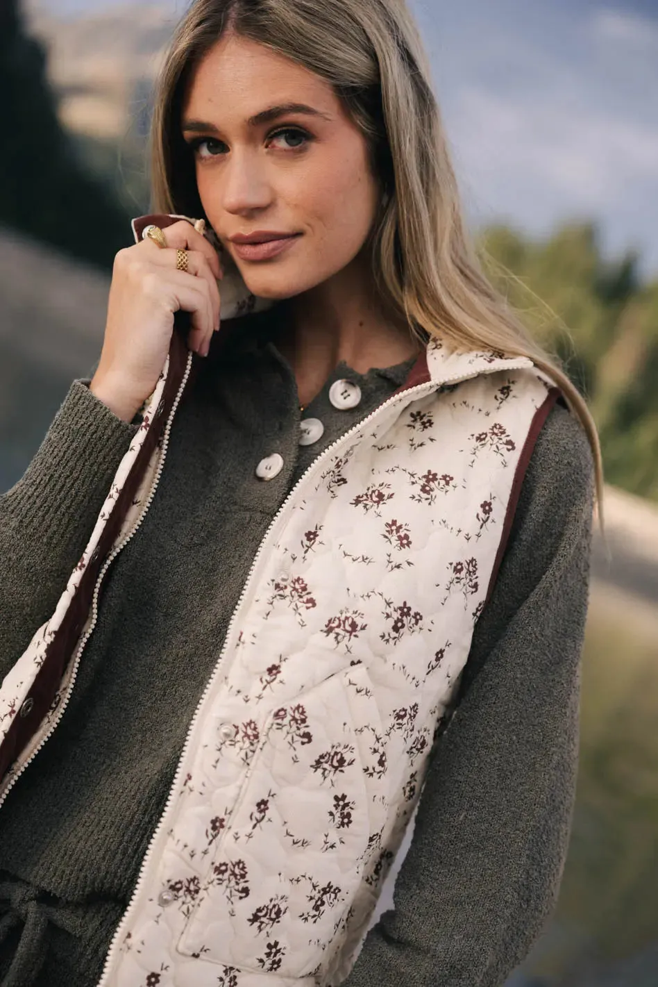 Fletcher Quilted Floral Vest - FINAL SALE