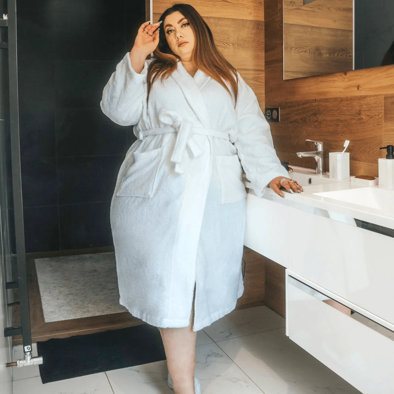 Floof Bath Robe - White