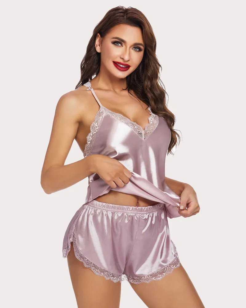 Halloween Print Satin Pajamas Set