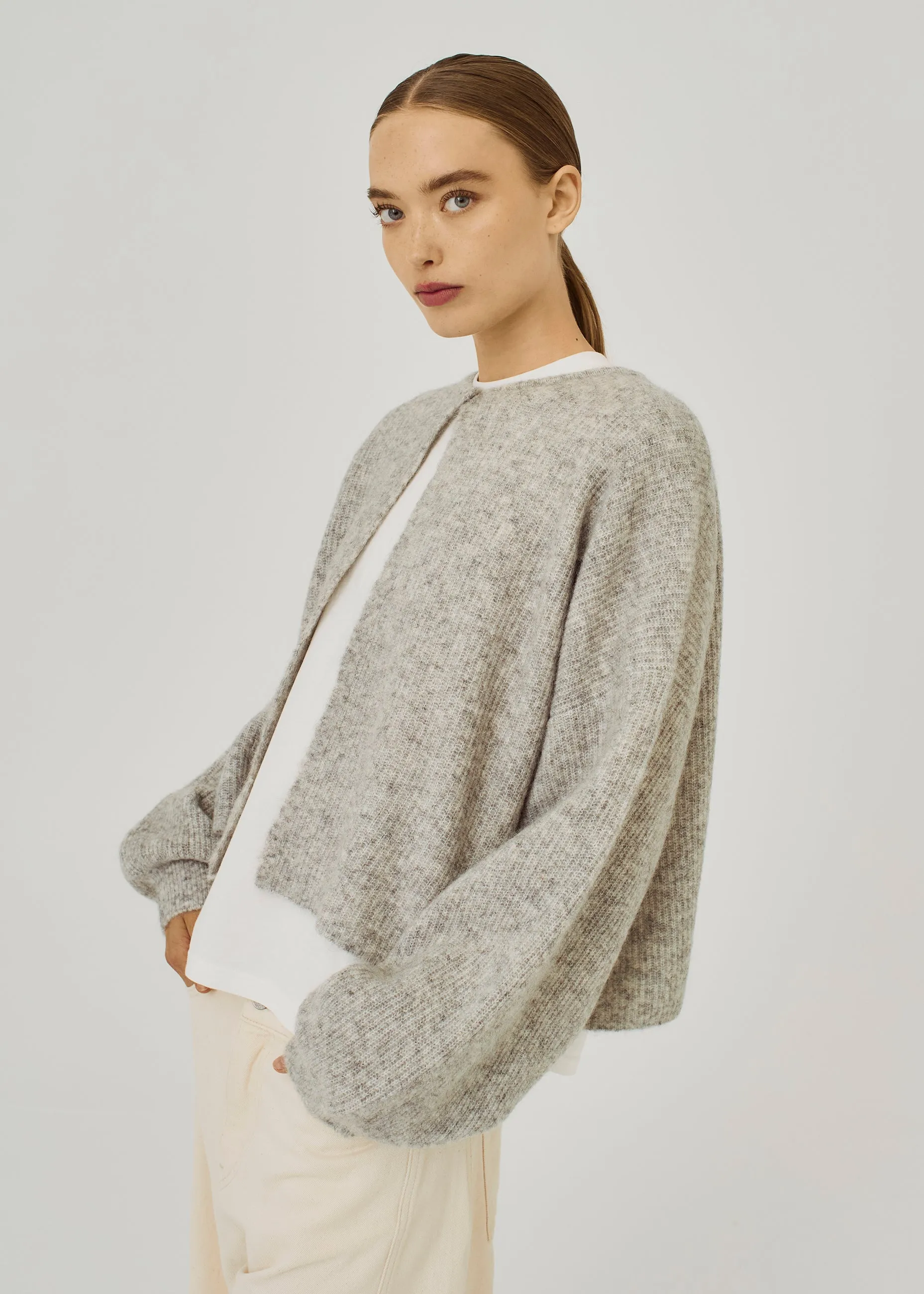 Hazina knit cardigan - Light grey melange