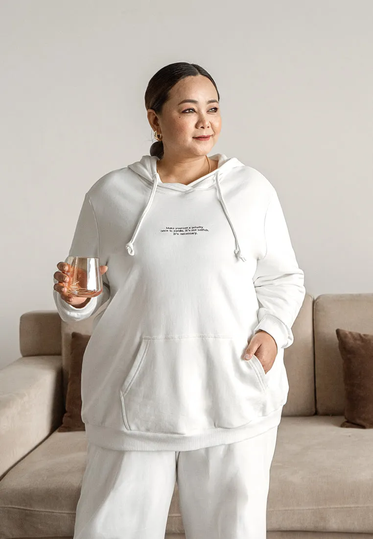 Hera Premium Staycation Long Sleeve Hoodie - White