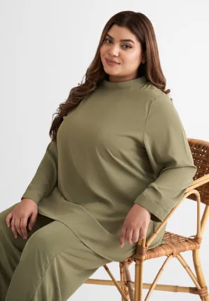 Hidaya Smooth High Neck Blouse - Green