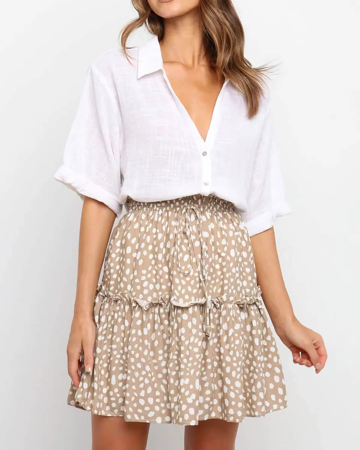 High Waist Ruffle Skirt Floral Print Skirt