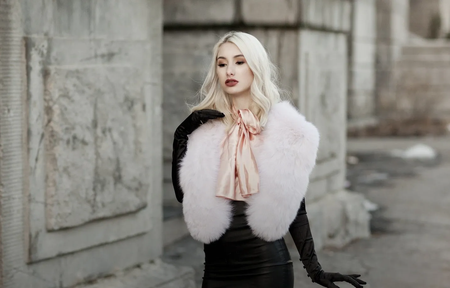 Ice Pink Fox Fur Collar