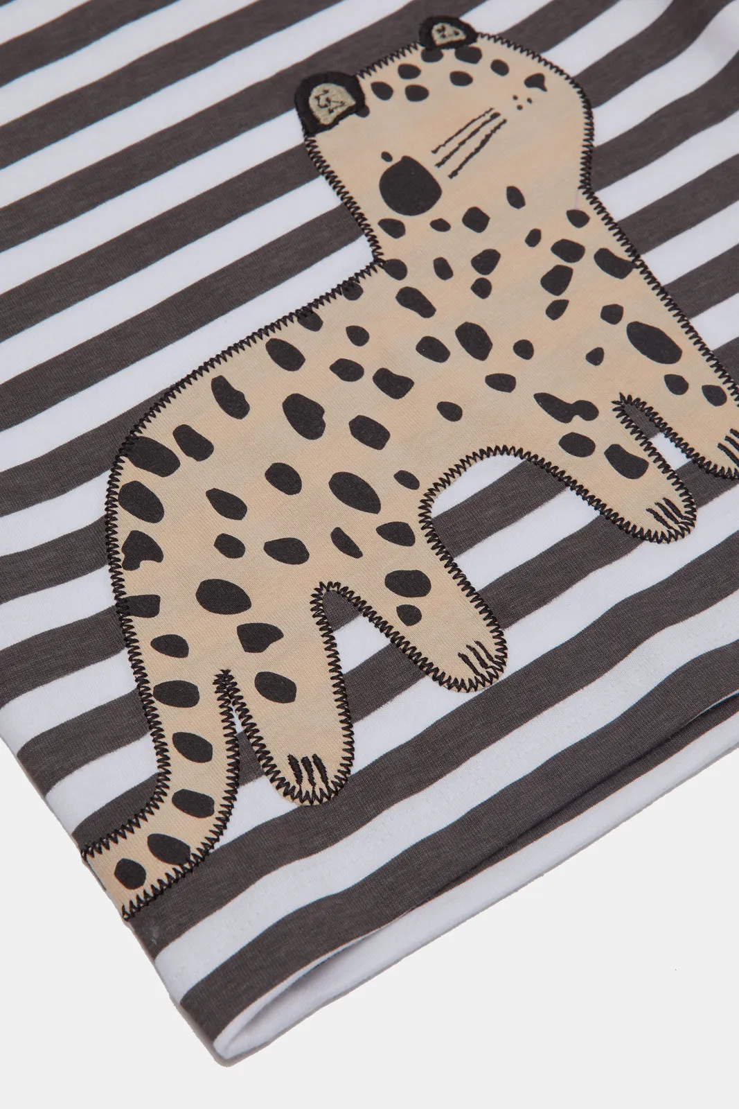 Infant Boys Black And White Cat Stripe T-Shirt