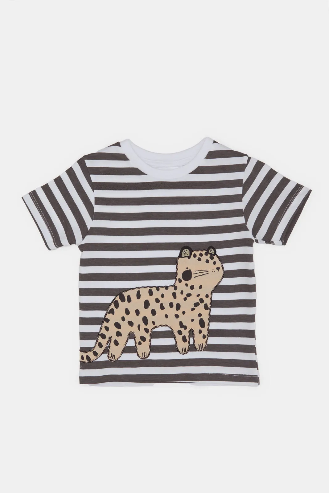 Infant Boys Black And White Cat Stripe T-Shirt