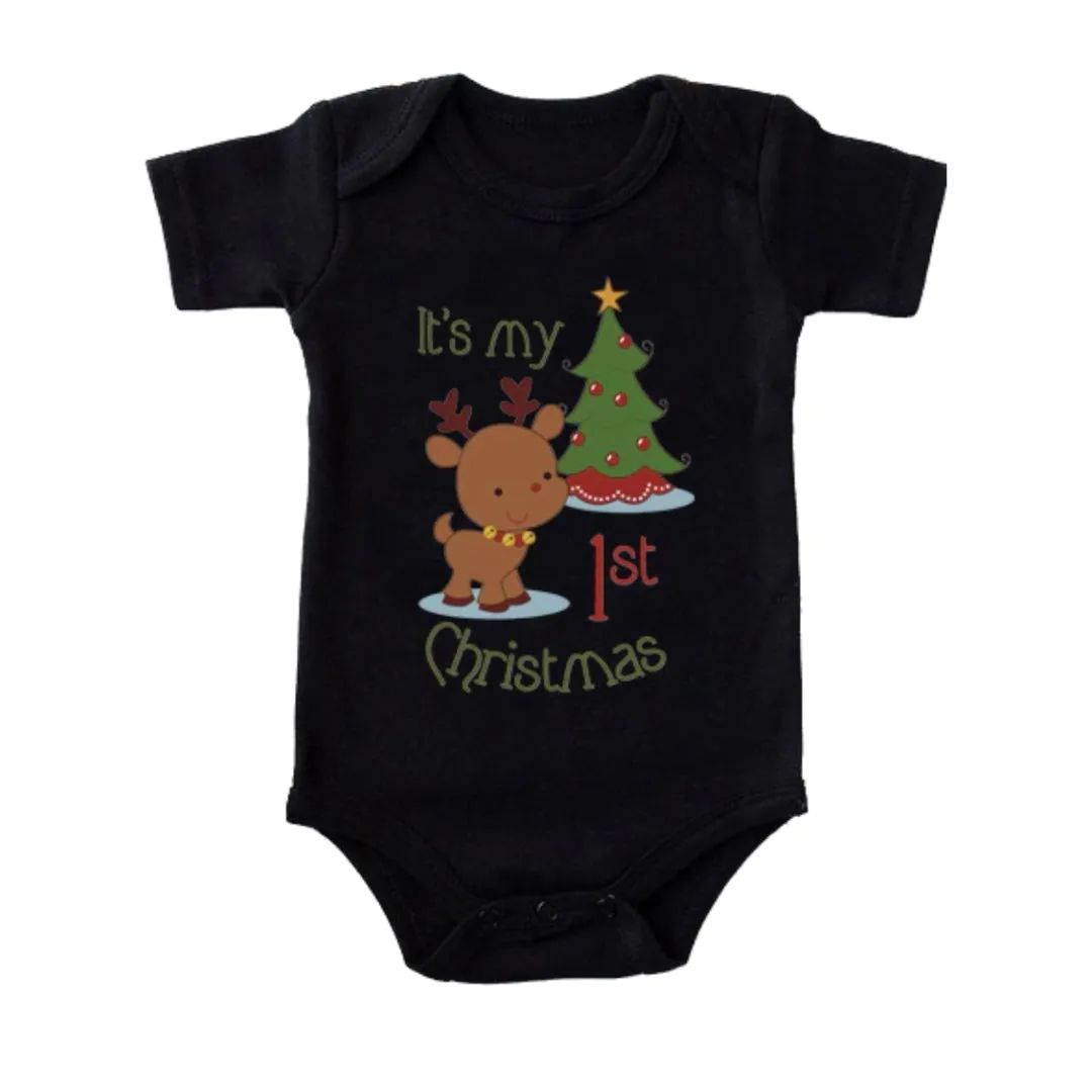 Its My First Christmas Black Baby Romper