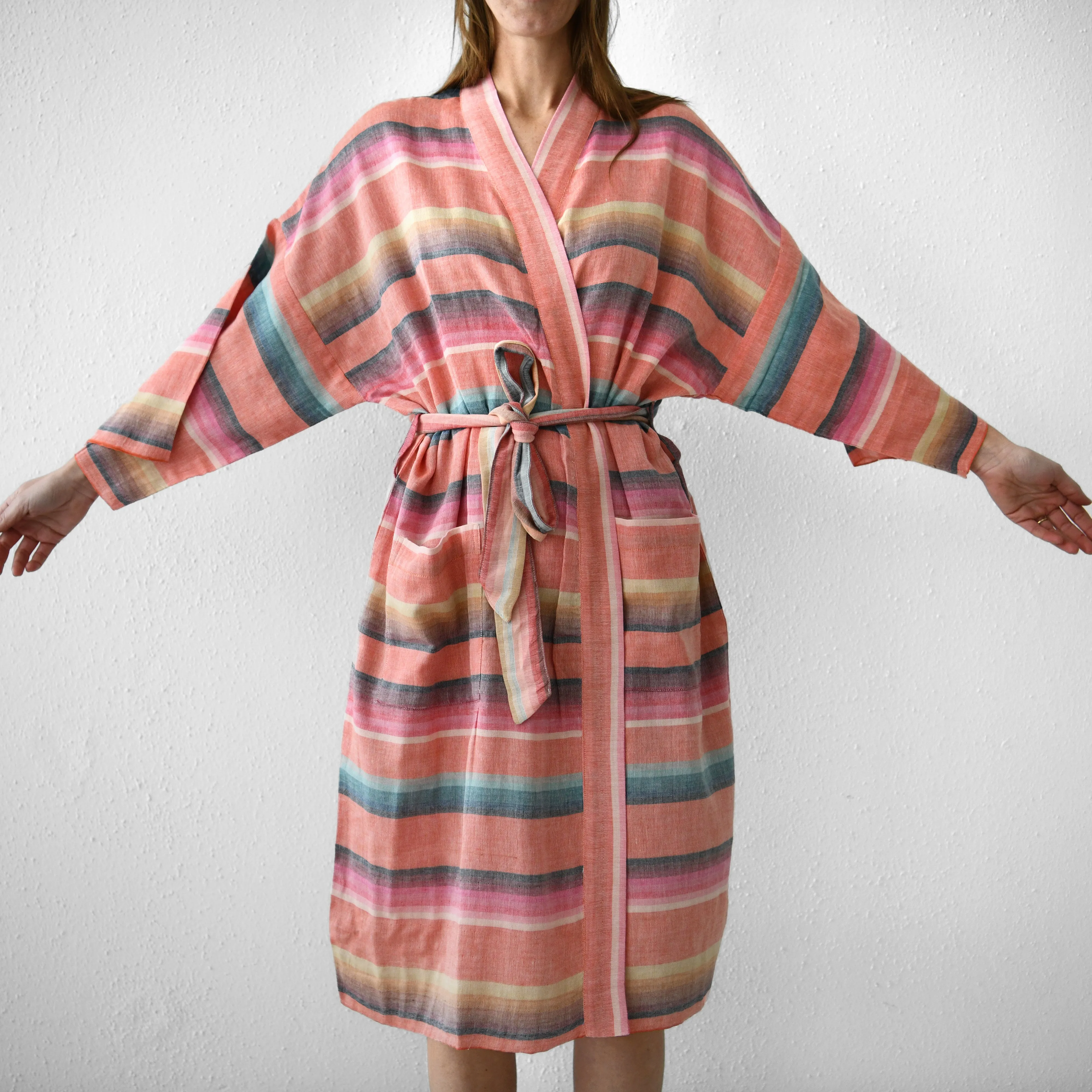 Kaftanese Cotton Gauze Robe : Rose Peach