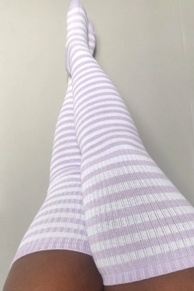 Kawaii Purple Plus Size Thigh High Socks