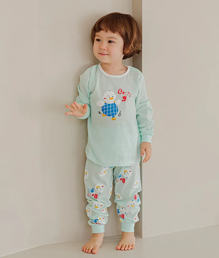 Korean Kids Jacquard Pajamas Set-Waddle Duck