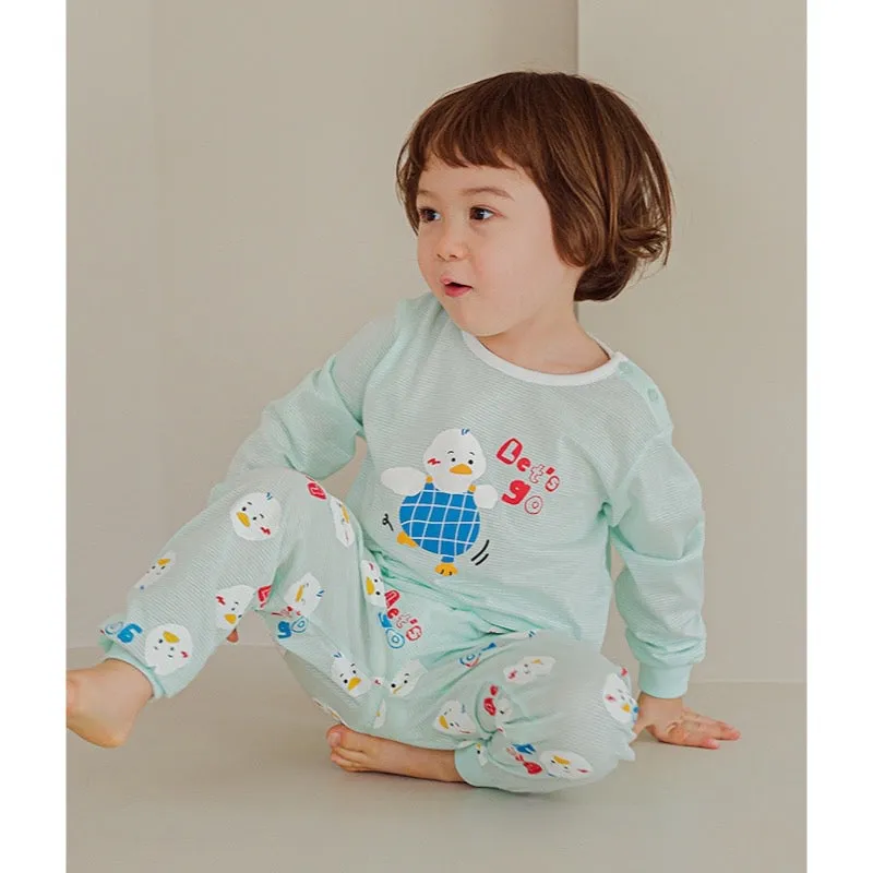 Korean Kids Jacquard Pajamas Set-Waddle Duck