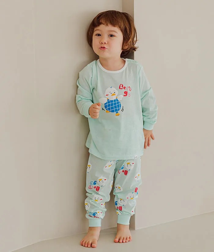 Korean Kids Jacquard Pajamas Set-Waddle Duck