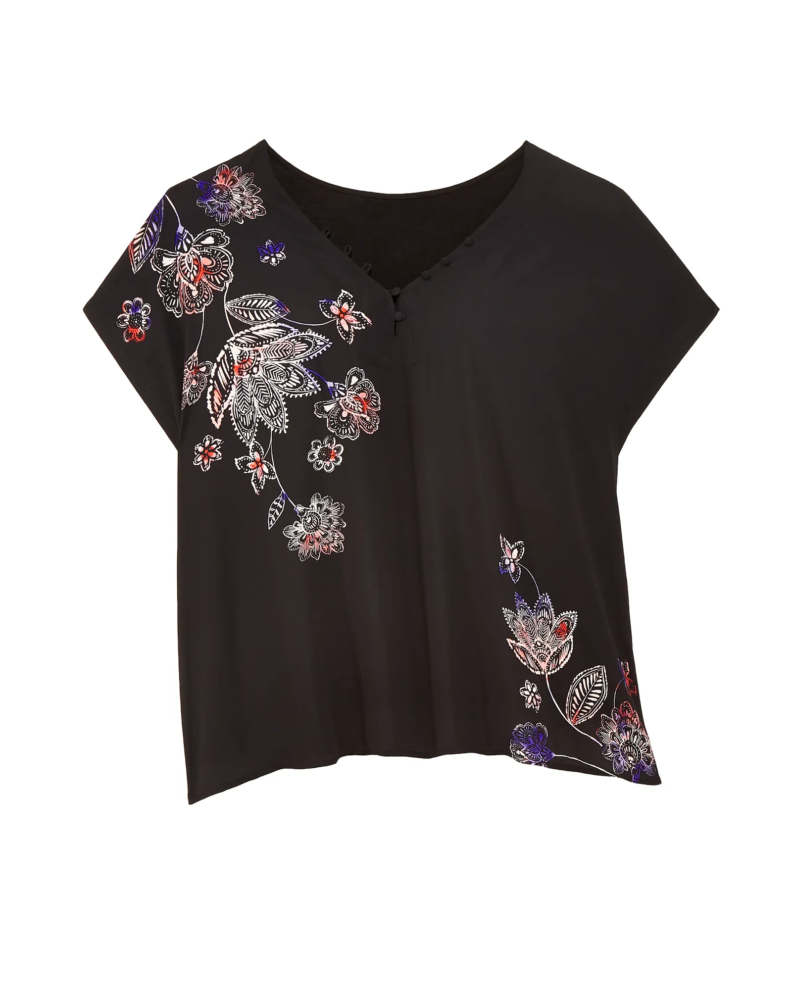 Kourtney Mixed Media Top | Black / Red