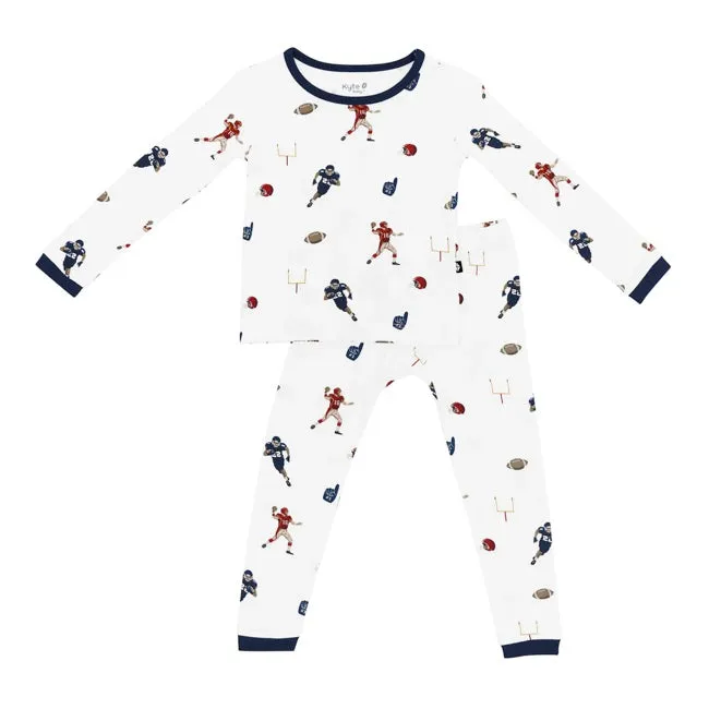 Kyte Baby Printed Long Sleeve Pajamas in Football