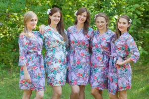 Lilac Cute Bows Pattern Bridesmaids Robes