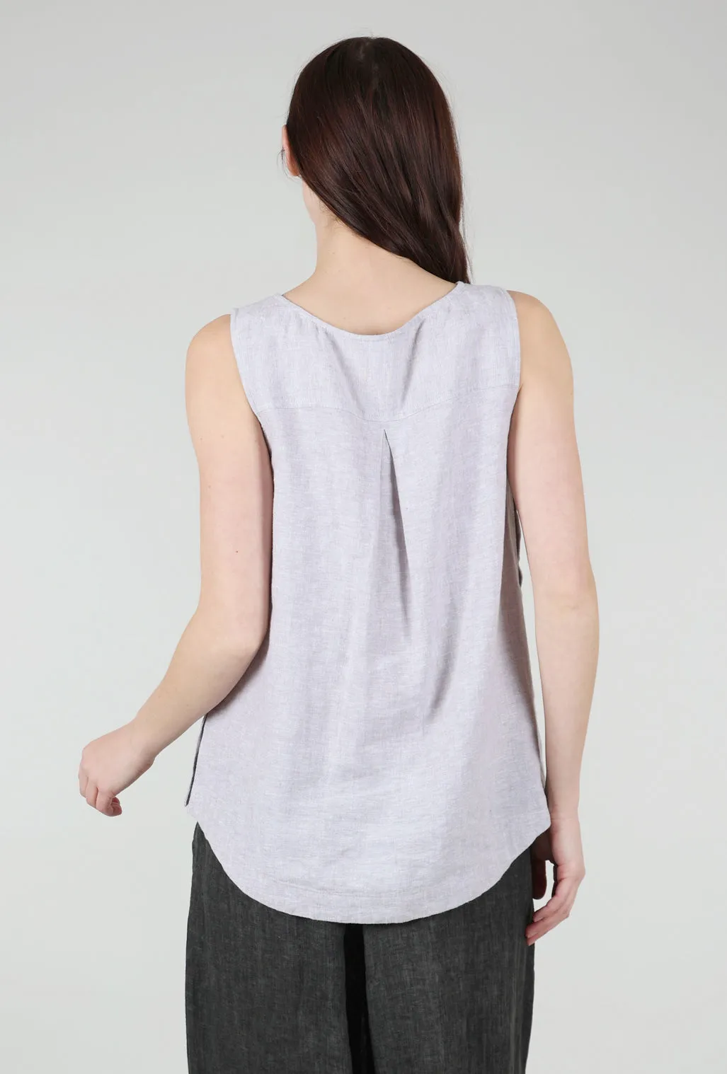 Linen Side-Button Tank, Gull