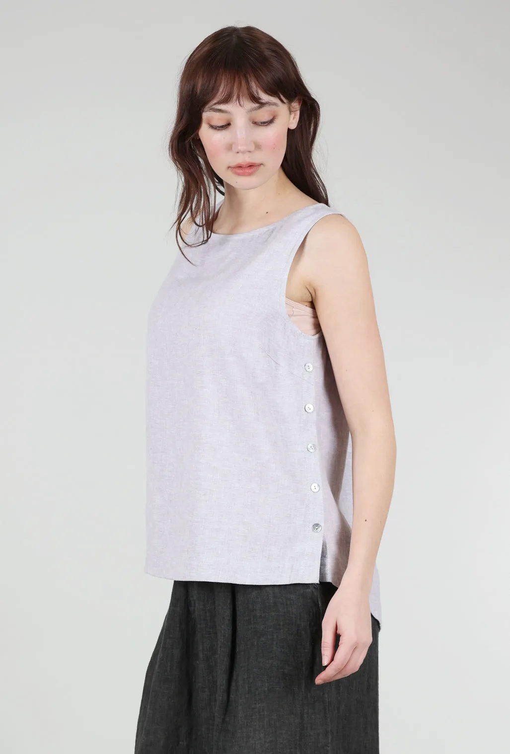 Linen Side-Button Tank, Gull