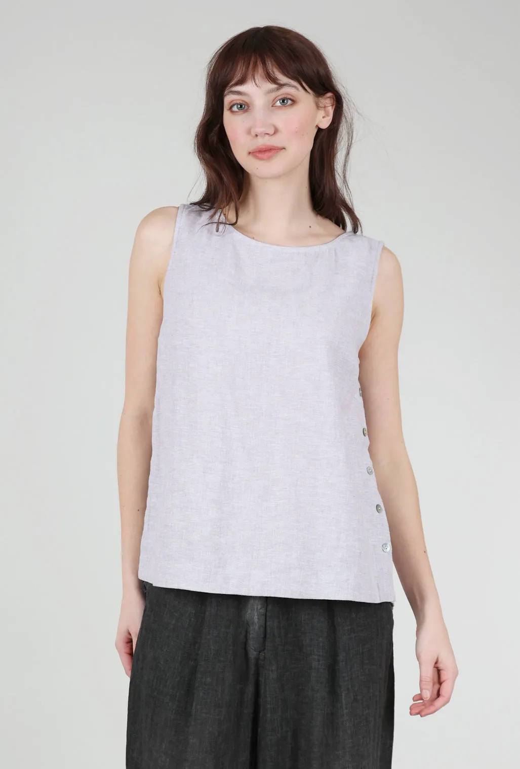 Linen Side-Button Tank, Gull