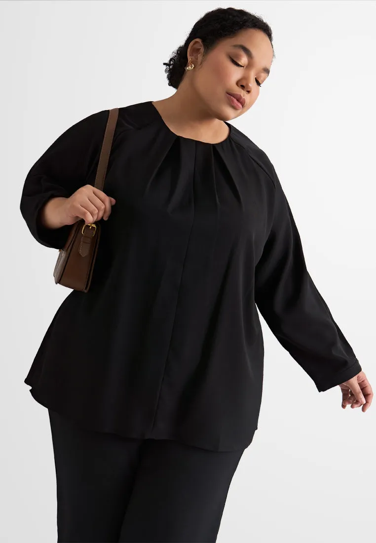 Liva Minimalist Elegant Pleat Neckline Blouse