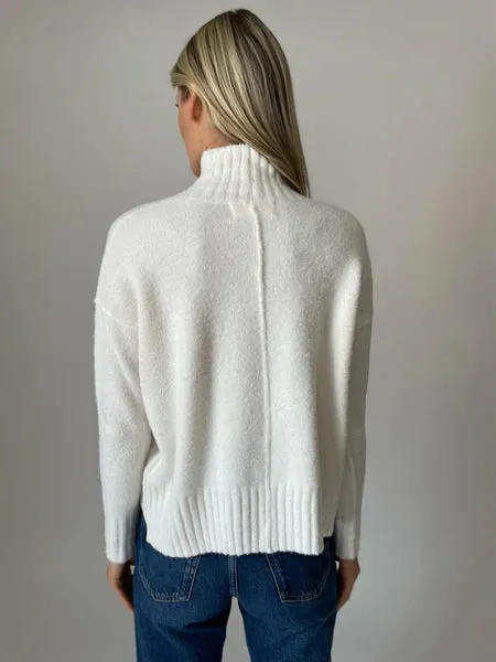 Long Sleeve Turtle Neck Sweater Top | White, Brown