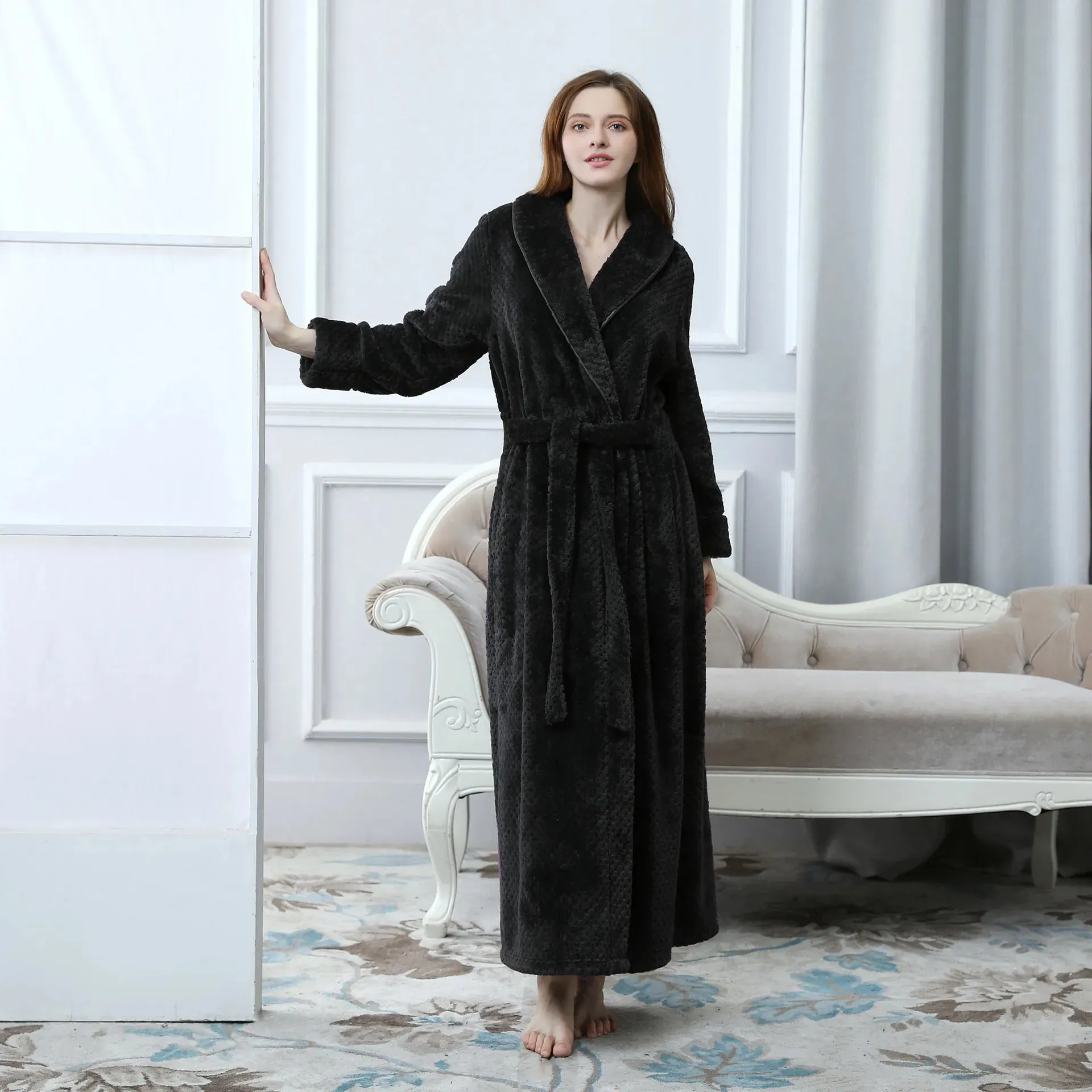 Long Thermal Flannel Robe