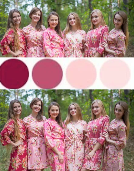 Marsala and Blush Wedding Colors Bridesmaids Robes