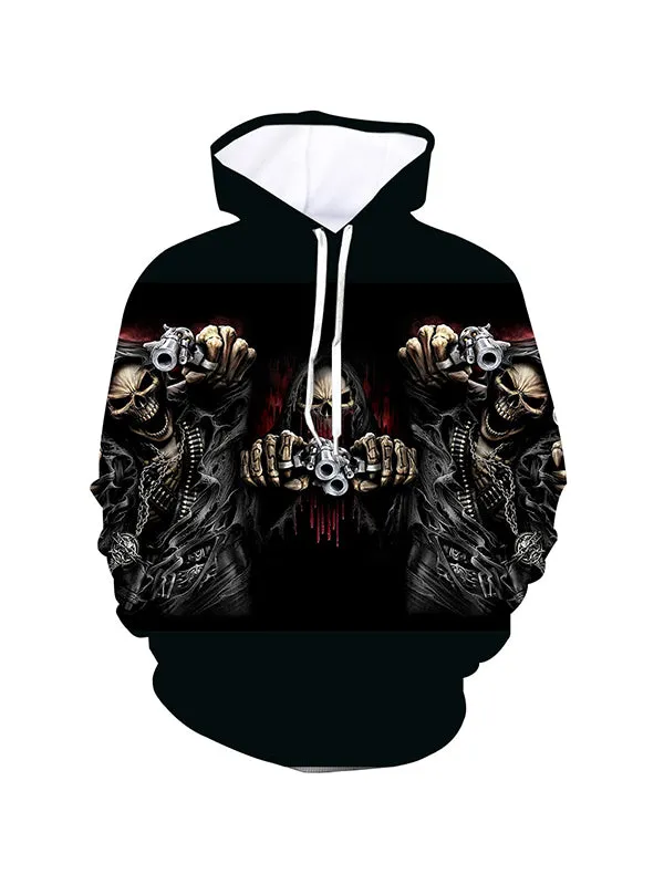 Men's Horror The Big Three Skull Graphic Print Hoodies