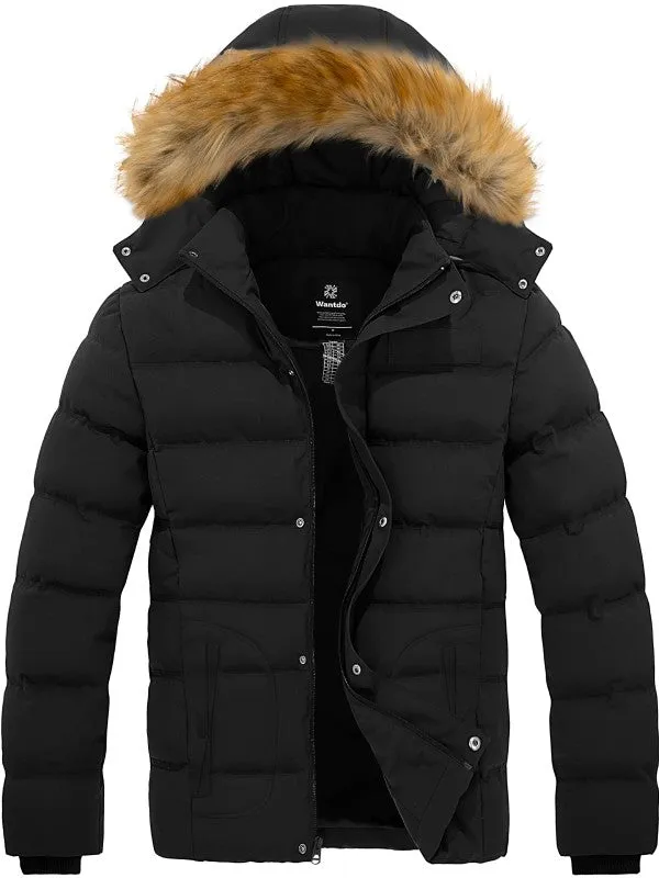 Men's Winter Puffer Coat Warm Faux Fur Hooded Jacket Valley II