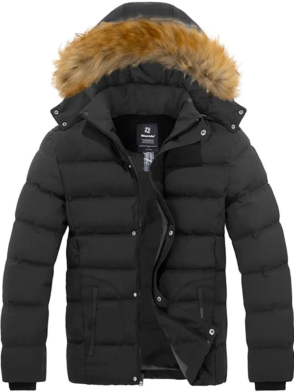 Men's Winter Puffer Coat Warm Faux Fur Hooded Jacket Valley II