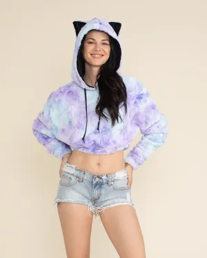 Mer-Kitty Classic Ultra Soft Faux Fur Crop Hoodie | Women's