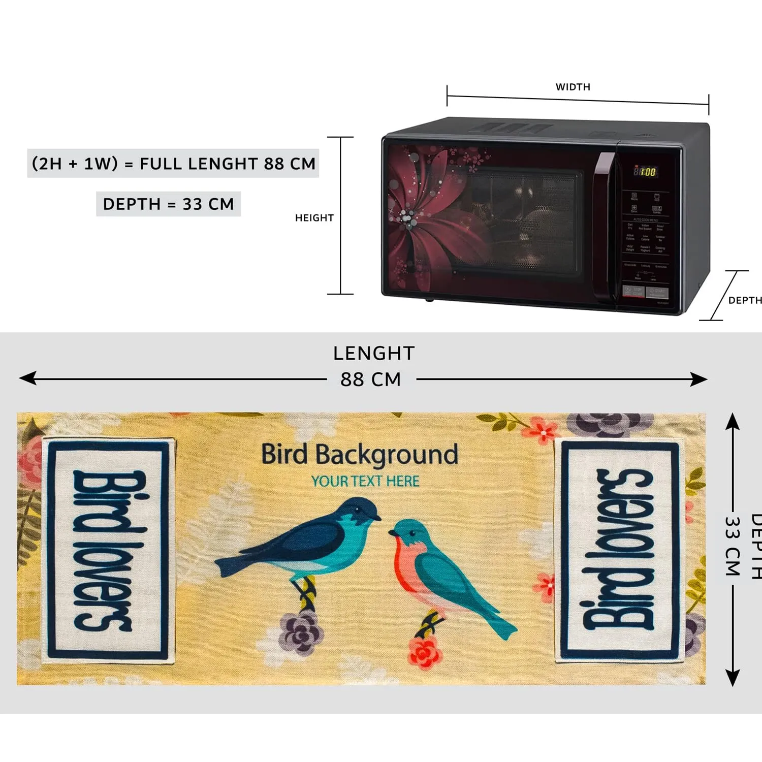 Microwave/Oven Top Cotton Cover (FABKUC) | Birds