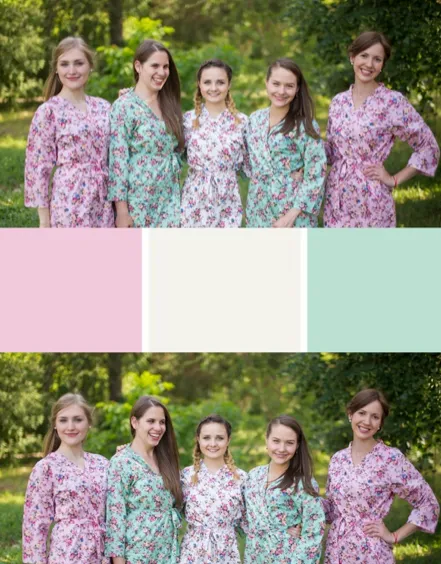 Mint and Pink Wedding Colors Bridesmaids Robes