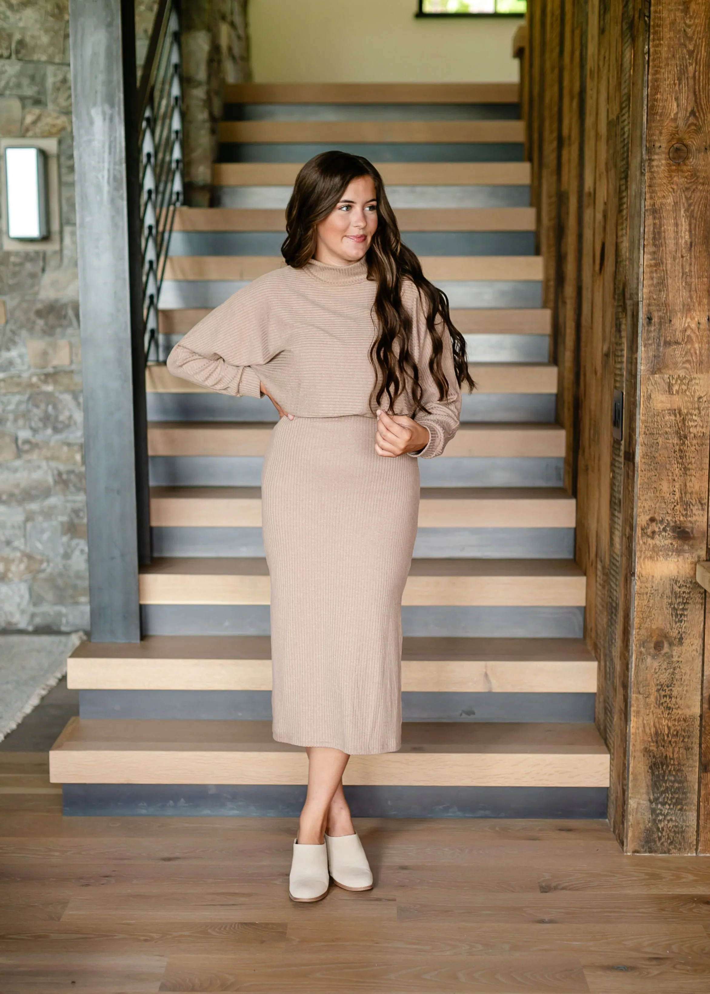 Mockneck Ribbed Jersey Maxi Dress - FINAL SALE