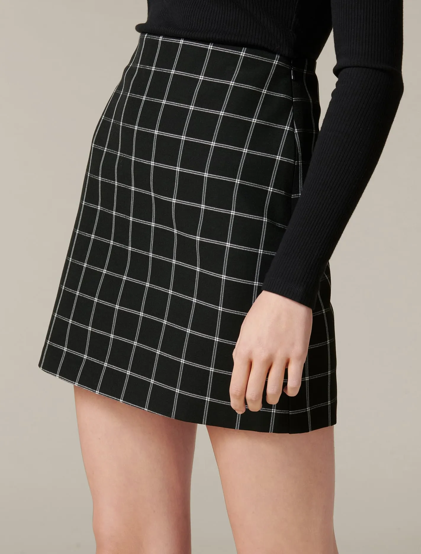 Naomi Windowpane Check Mini Skirt