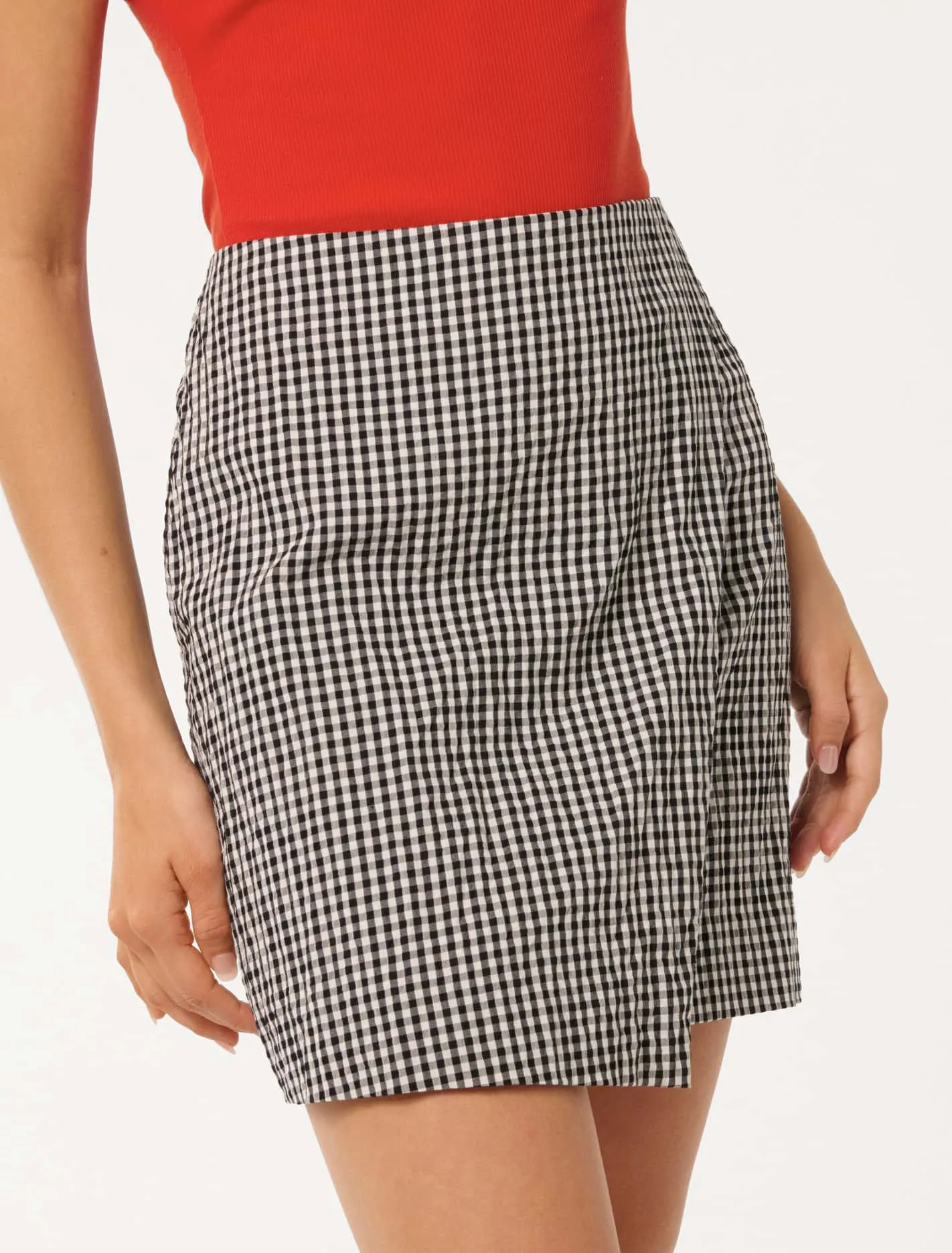 Nolani Gingham Wrap Mini Skirt