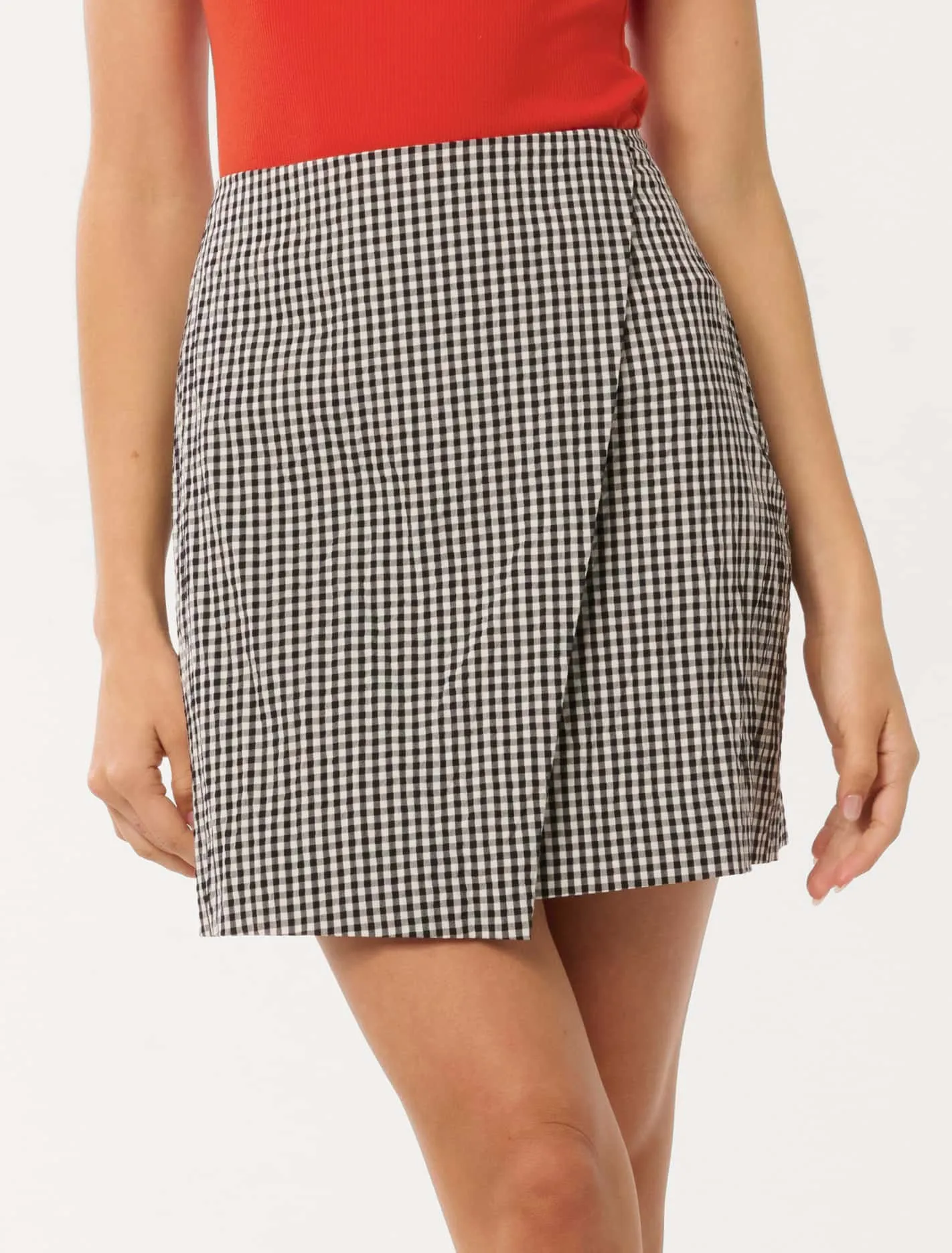 Nolani Gingham Wrap Mini Skirt