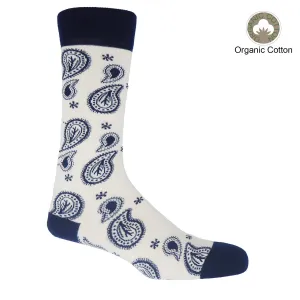 Paisley Men's Socks - Cream