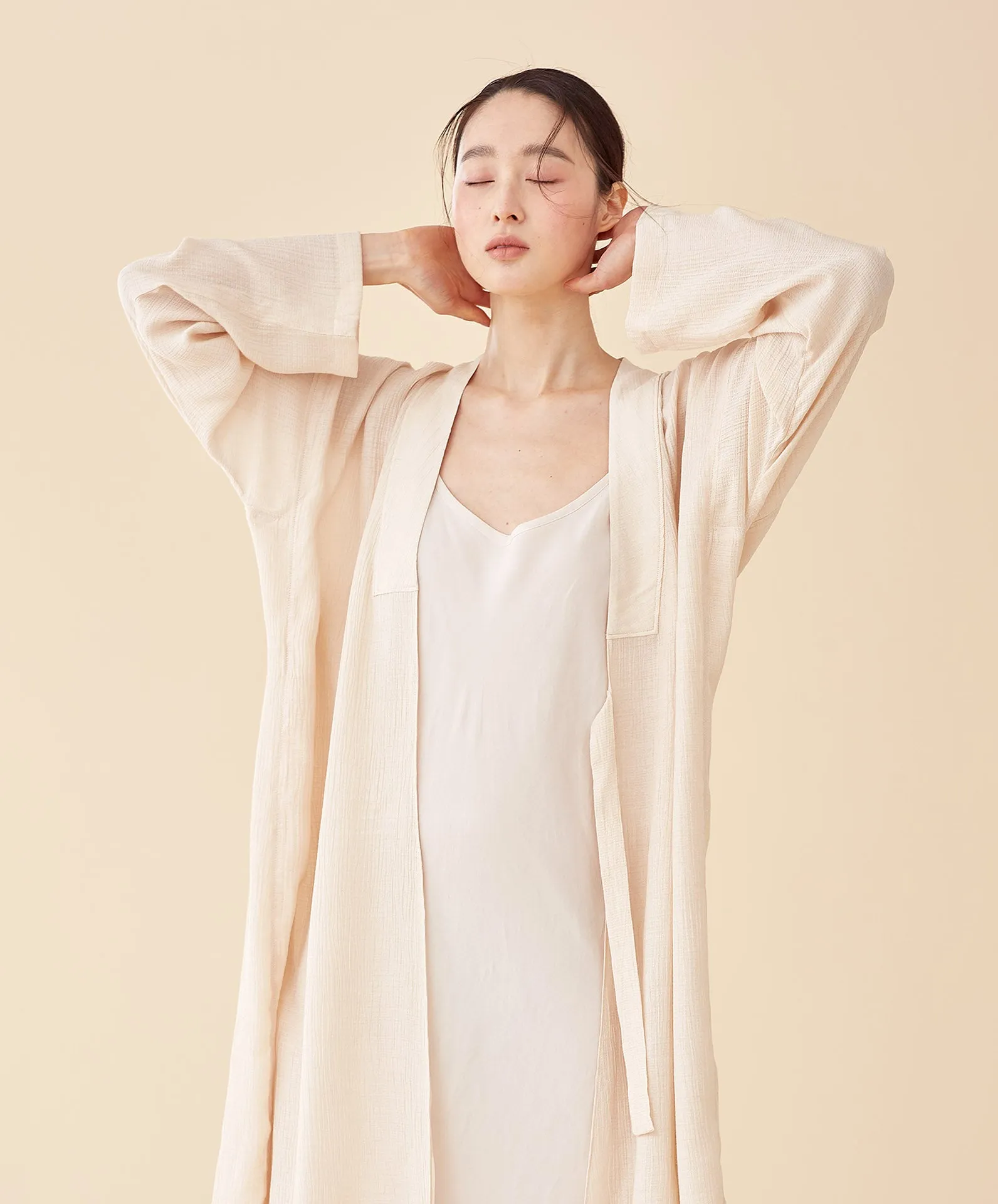 Pale Peach Multi-strap Robe / Long