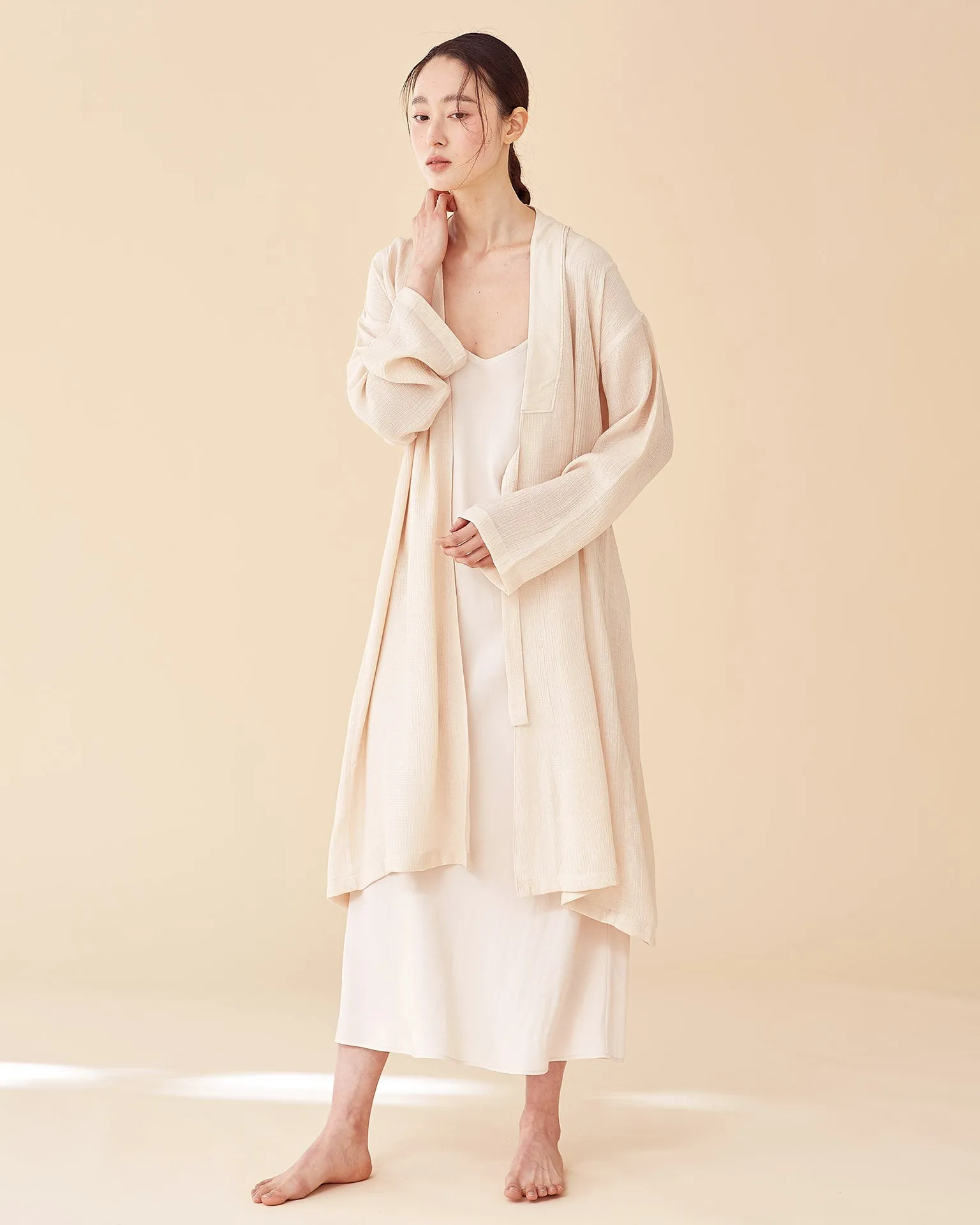 Pale Peach Multi-strap Robe / Long