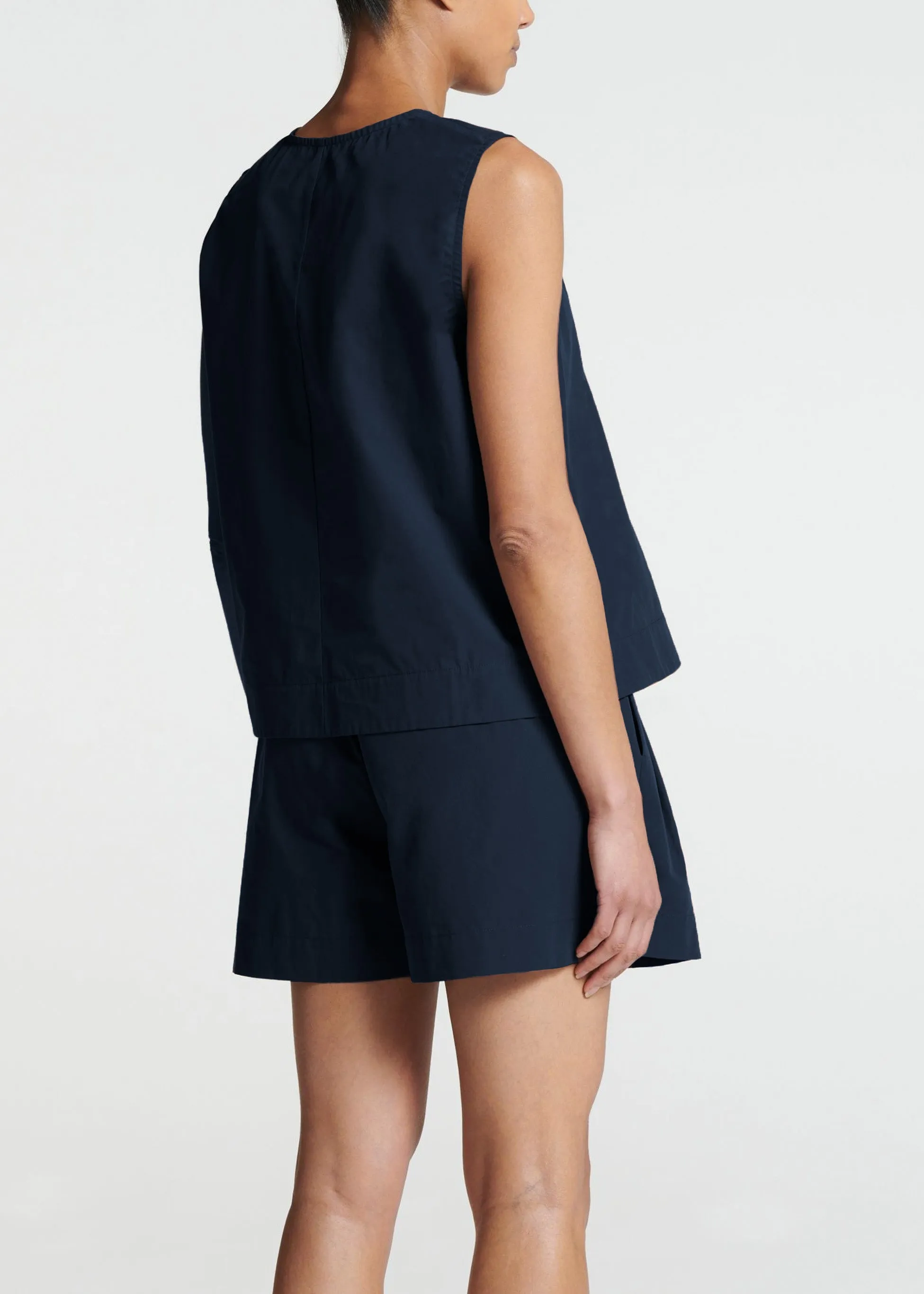 Phoebe Top Navy Cotton Poplin