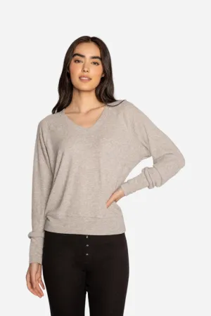 PJ Salvage Textured Essentials Long Sleeve Top in Heather Grey