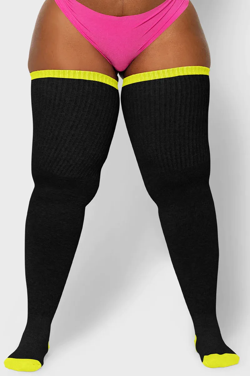 Pop of Neon Tubbies Plus Size Thigh High Socks