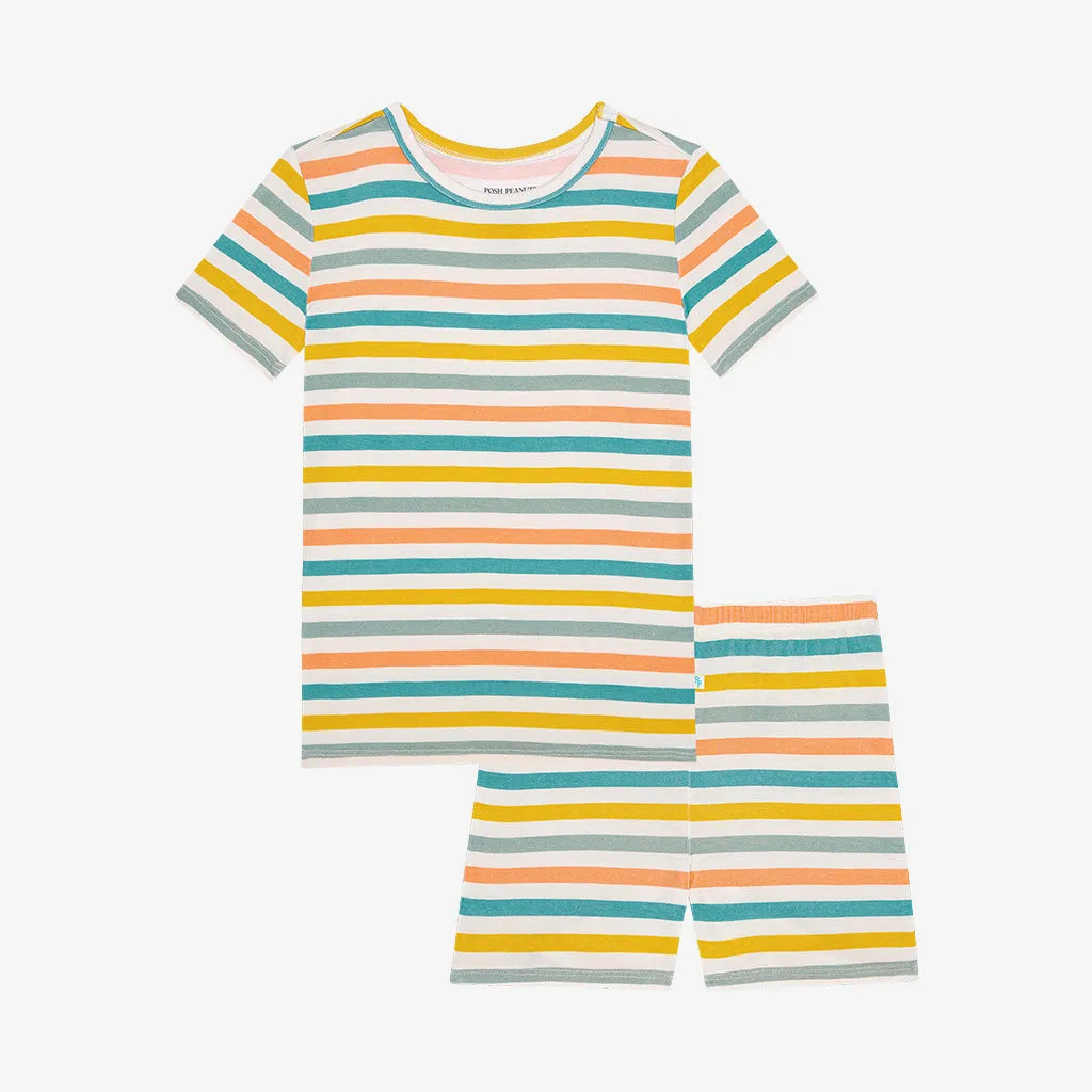 Posh Peanut Short Sleeve & Short Length Pajamas ~ Popsicle Stripe