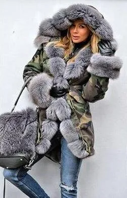 Real Fur Parka With Fox Fur Collar And Cuff Coats