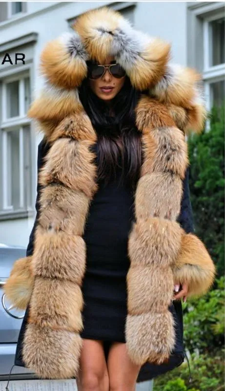 Real Fur Parka With Fox Fur Collar And Cuff Coats