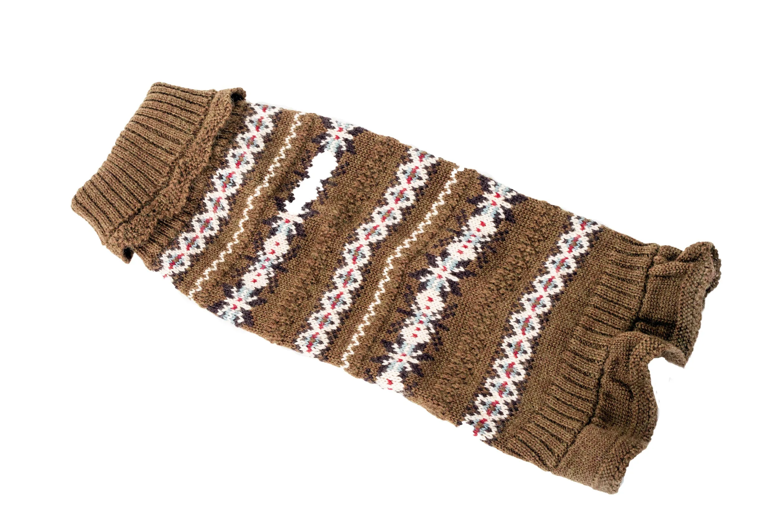 Skirted Ruffle Sweater - Wool Dog Sweater - Brown